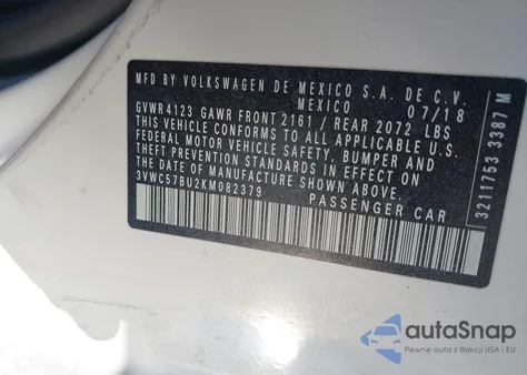 2019 Volkswagen Jetta 1.4T R-Line/1.4T S/1.4T Se from USA, damaged, VIN 3VWC57BU2KM082379